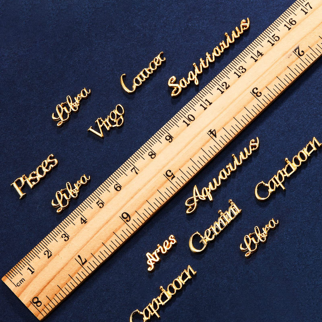 48 Pieces Zodiac Word Message Charm Pendant Nail Charms Twelve Alloy Flatback Epoxy Resin Supplies Filling DIY Embellishment Jewelry Making Accessory, 12 Styles(Gold)