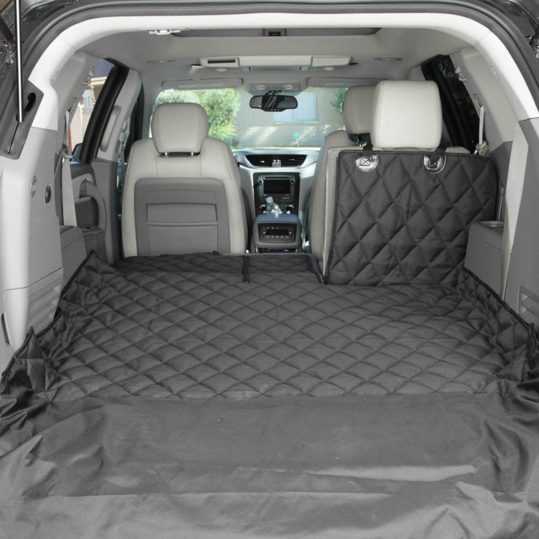 SUV Cargo Liner, Trunk Protector for Vehicles, Durable Cargo Mat for SUV, Compatible with 60/40 Split Seats &amp; Armrest Pass-Through, Waterproof, Easy to Clean, Non-Slip - Small Size, Black