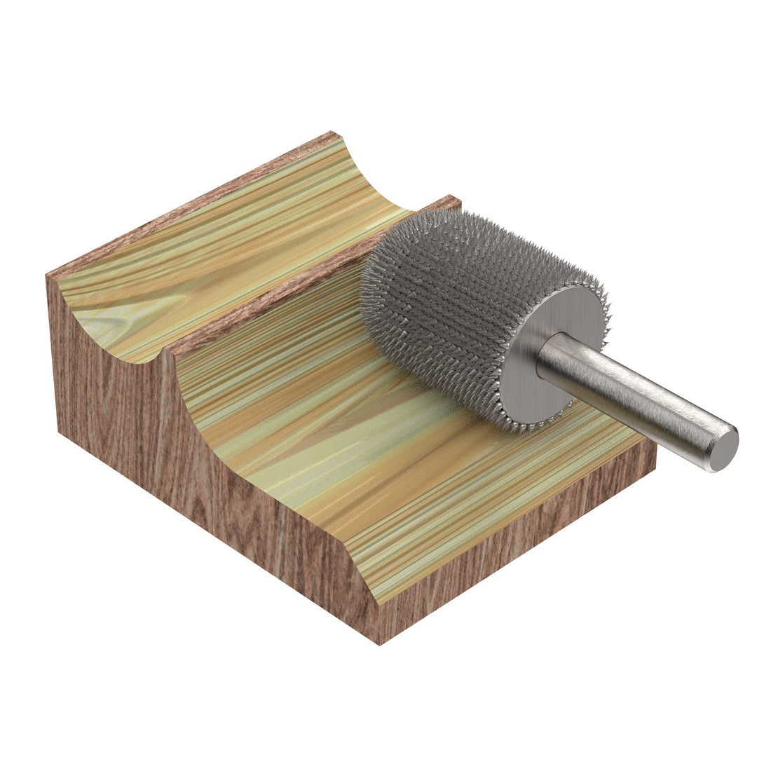 Extreme Ball Nose Rotary Burr 1/4 Shaft, Very Coarse - Woodworking Attachment for Bosch, DeWalt, Milwaukee. Abrasive Tungsten Carbide 3/4(19mm) Dia. X 1-1/8(28.5mm) Length, BNX-34C