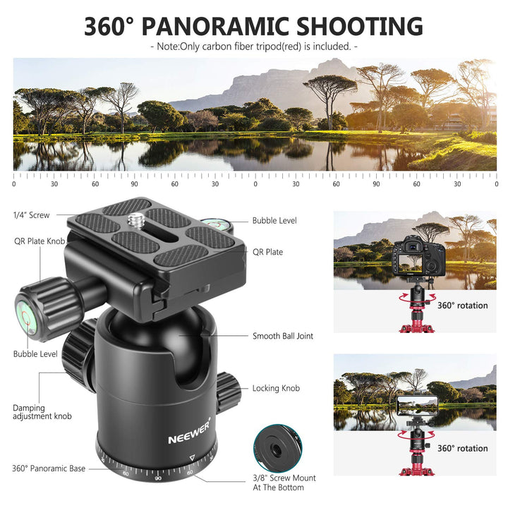 Neewer 66 inches/168 centimeters Carbon Fiber Camera Tr