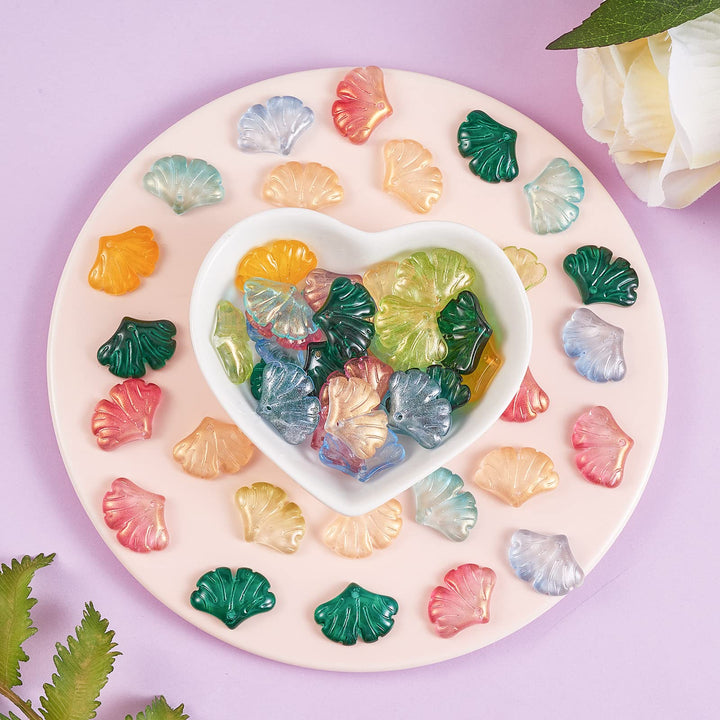 100pcs Glass Transparent Leaf Charms Clear Crystal Leaf Charms Colorful Leaf Charms for Jewelry Making Bulk