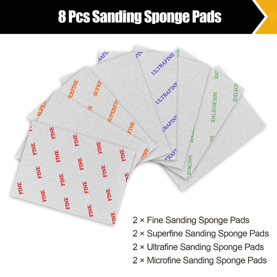8 Pack Sanding Sponges, Sanding Block Washable and Reusable Sanding Pads Fine/Superfine/Ultrafine/Microfine Sanding Block Softback Sanding Sponge for Drywall Wood Metal 5.5”× 4.5