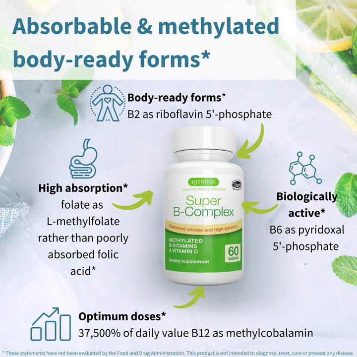 Igennus Super B-Complex Methylated B Vitamins, Sustaine