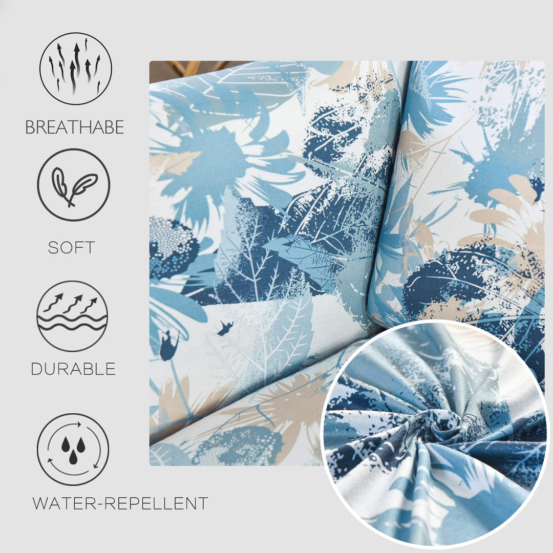 Wing Chair Slipcovers Printed Wingback Chair Covers 2 Pieces Wingback Armchair Slipcover Stretch Chair Slip Covers Washable Armchair Protector Cover for Living Room and Bedroom