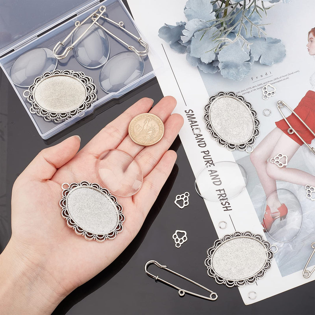 Memorial Picture Charm, 6pcs Wedding Bouquet Charms Glass Photo Charm for Wedding Bouquet DIY Pin Brooch Making Kit for Bridal Wedding Party for Holiday Craft Use