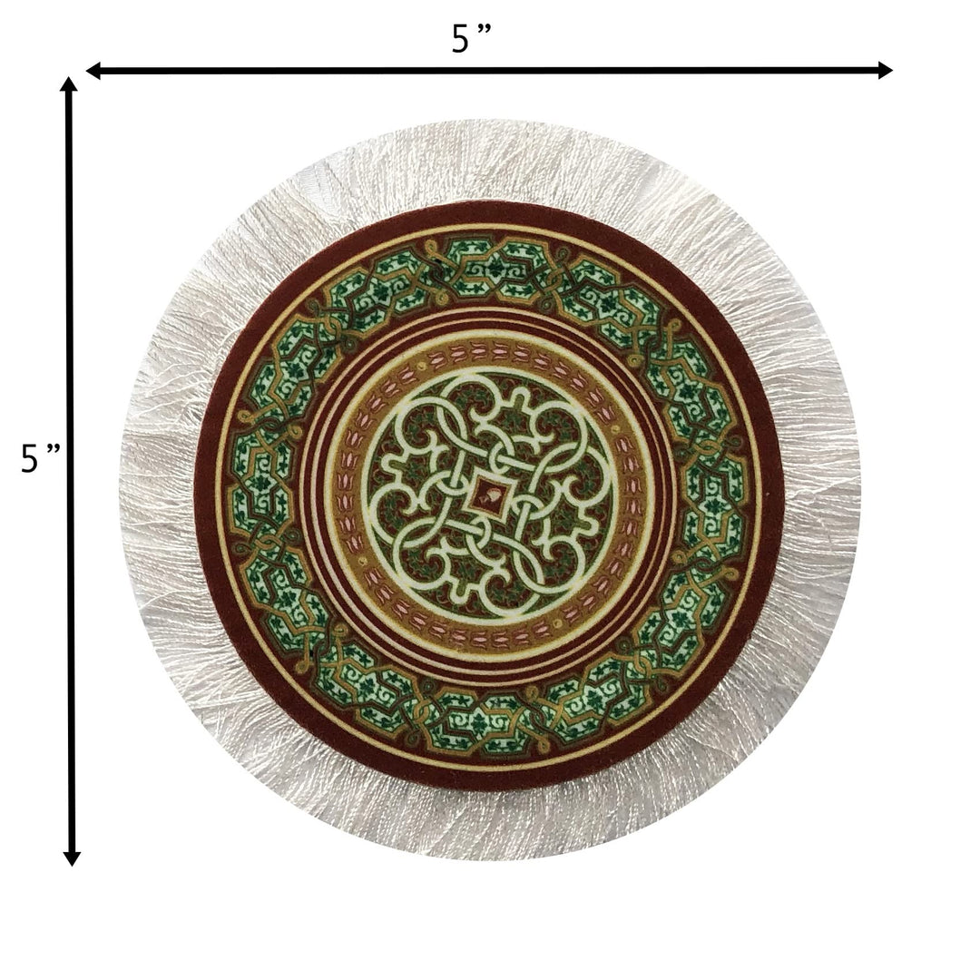 Rug Coasters, Set of 4 Turkish Carpet Style Table Drink mats, Absorbent Kitchen and Dining Accessories, Spill &amp; drip Protection, Round