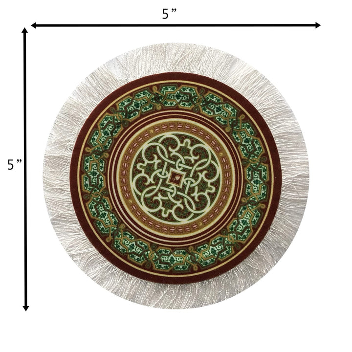 Rug Coasters, Set of 4 Turkish Carpet Style Table Drink mats, Absorbent Kitchen and Dining Accessories, Spill &amp; drip Protection, Round