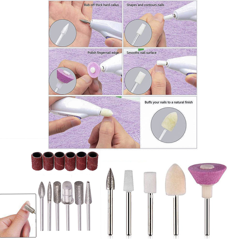 Nail Metal Drill Bits with Sanding Bands, Electric Machine Accessory Manicure Pedicure Tools for Acrylic Gel Nails Home Salon Use