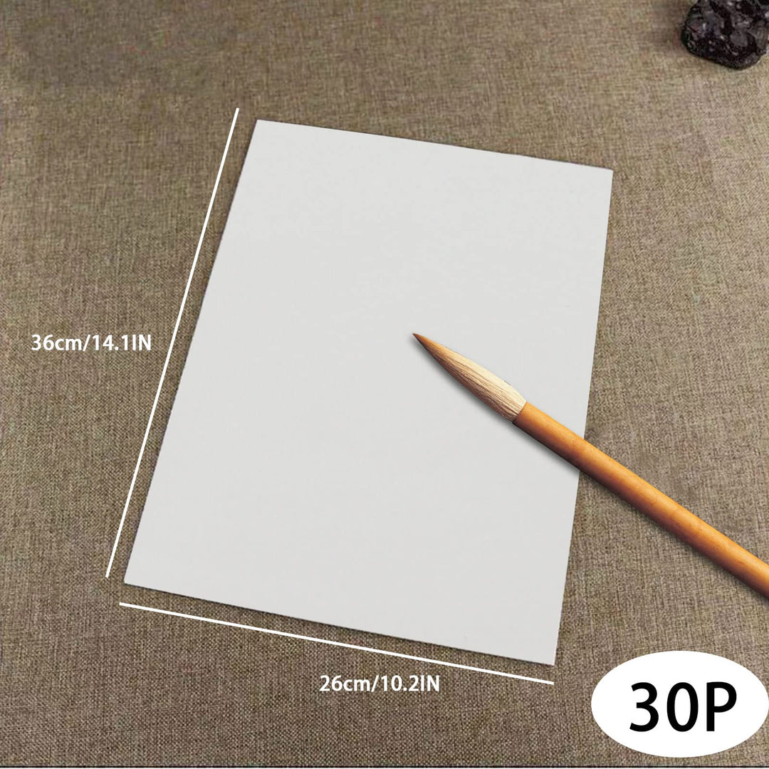Chinese Blank Xuan Paper Raw, Calligraphy Brush Ink Writing Sumi Rice Paper Without Grids, White Sheng Xuan Paper for Beginner &amp; Intermediate Practice Painting Techniques (30 Sheets)