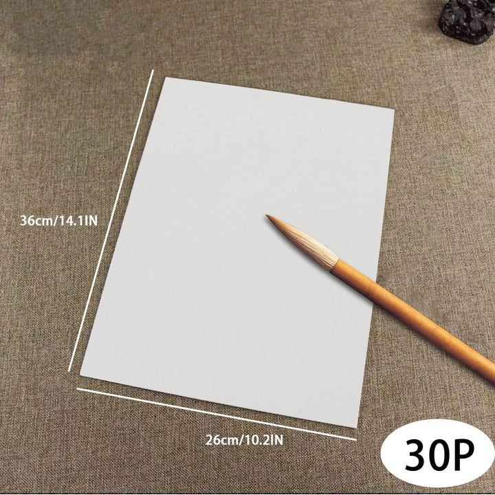 Chinese Blank Xuan Paper Raw, Calligraphy Brush Ink Writing Sumi Rice Paper Without Grids, White Sheng Xuan Paper for Beginner &amp; Intermediate Practice Painting Techniques (30 Sheets)
