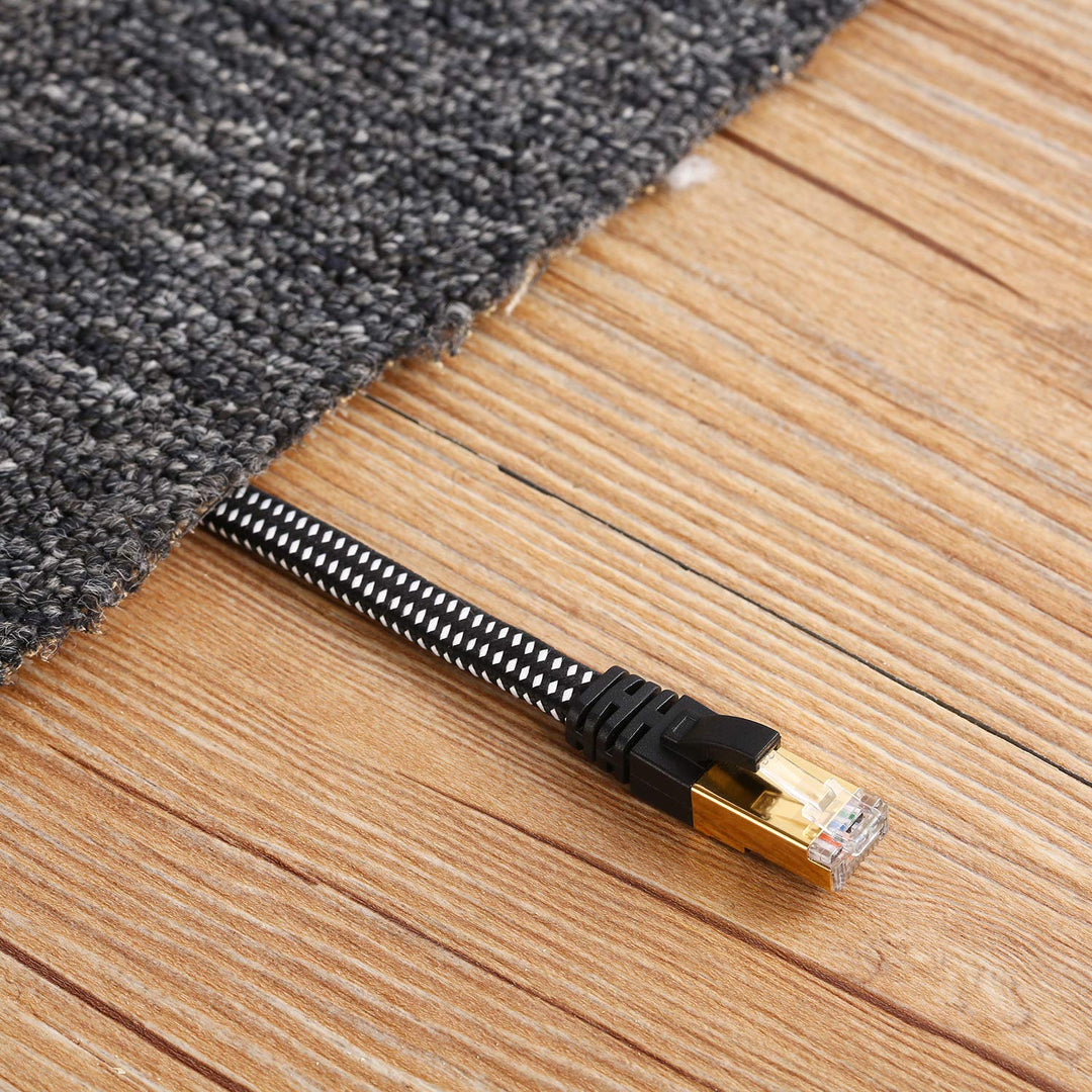 Cat 8 Ethernet Cable, Nylon Braided 10ft High Speed Network Cable LAN Cable Wires CAT 8 RJ45 Ethernet Cable Cord 3ft 10ft 16ft 26ft 33ft 50ft 66ft 100ft (Black 10ft)