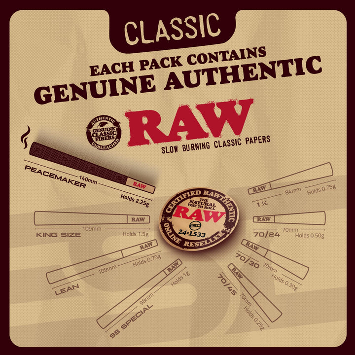 RAW Peacemaker Cones Classic | 27 Pack | Larger than Ki