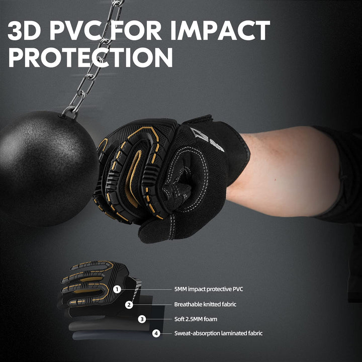 Vgo... 1-Pair Heavy Duty Synthetic Leather Work Gloves,