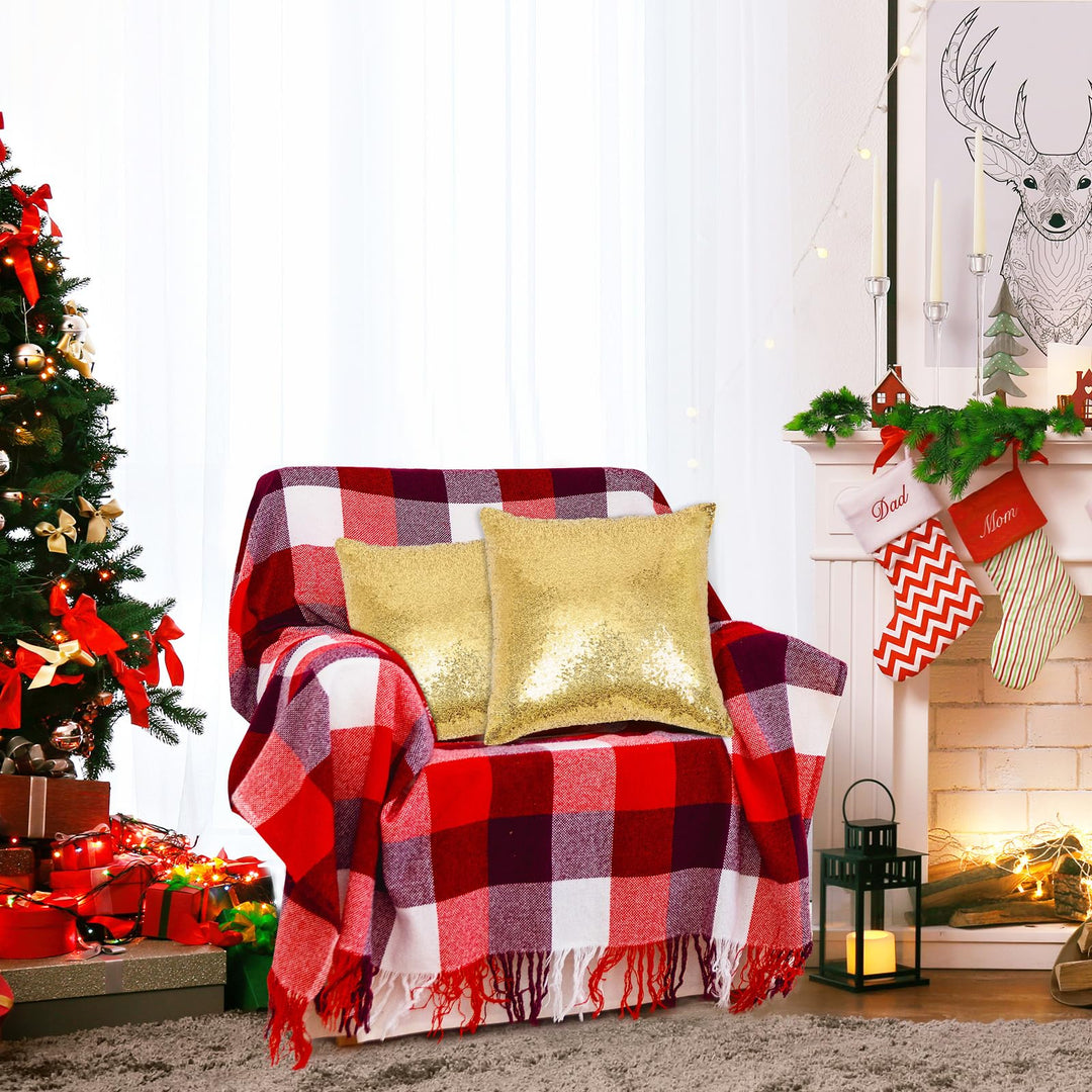 Set of 2 Sequin Decorative Pillow Cover Gold Throw Pillow Covers for Couch Throw Pillows 20 X 20 Inches