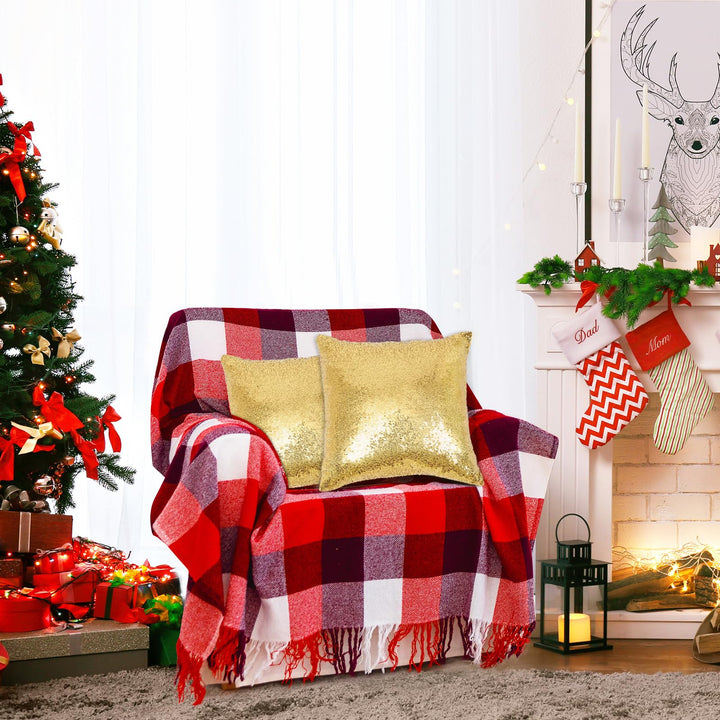 Set of 2 Sequin Decorative Pillow Cover Gold Throw Pillow Covers for Couch Throw Pillows 20 X 20 Inches