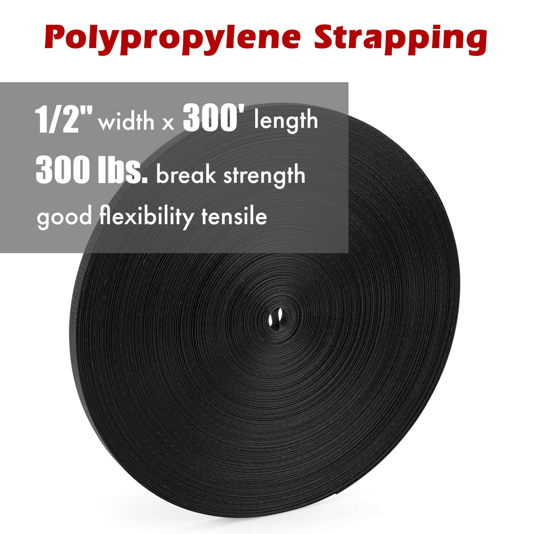 Strapping 1/2 x 300’ Heavy Duty Hand Grade Polypropylene (PP) Strapping Roll 300 lbs Break Strength(100m Yellow)