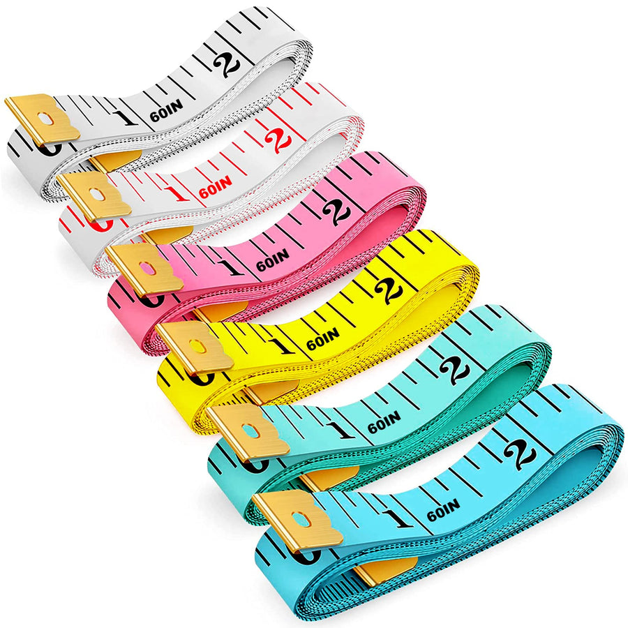 6 Pack Soft Tape Measure Measuring Tape for Body Double Scale Small Fabric Sewing Tailor Cloth Waist Pink Measuring Tape Measure for Body Measurements Weight Loss, 150cm/60inch