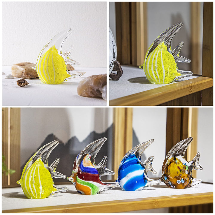 QFkris Hand Blown Glass Tropical Fish Figurines Collect