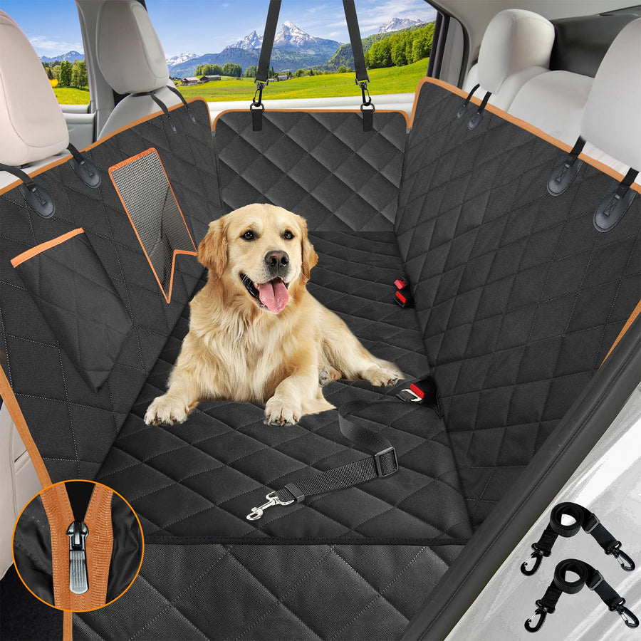 Dog Car Seat Cover for Back Seat,Waterproof Hammock with Mesh Window, Anti-Scratch Nonslip Car Seat Protector for Dogs, 600D Heavy Duty Dog Seat Cover for Cars Trucks and Suvs