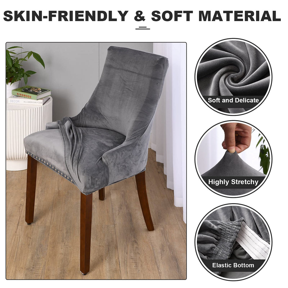 MIFXIN Velvet Wingback Side Chair Cover Slipcover Stret