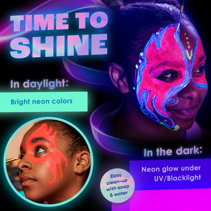 8 x UV Body Paint Black Light Make-Up Bodypainting Neon Blacklight Bodypaint Face Paints