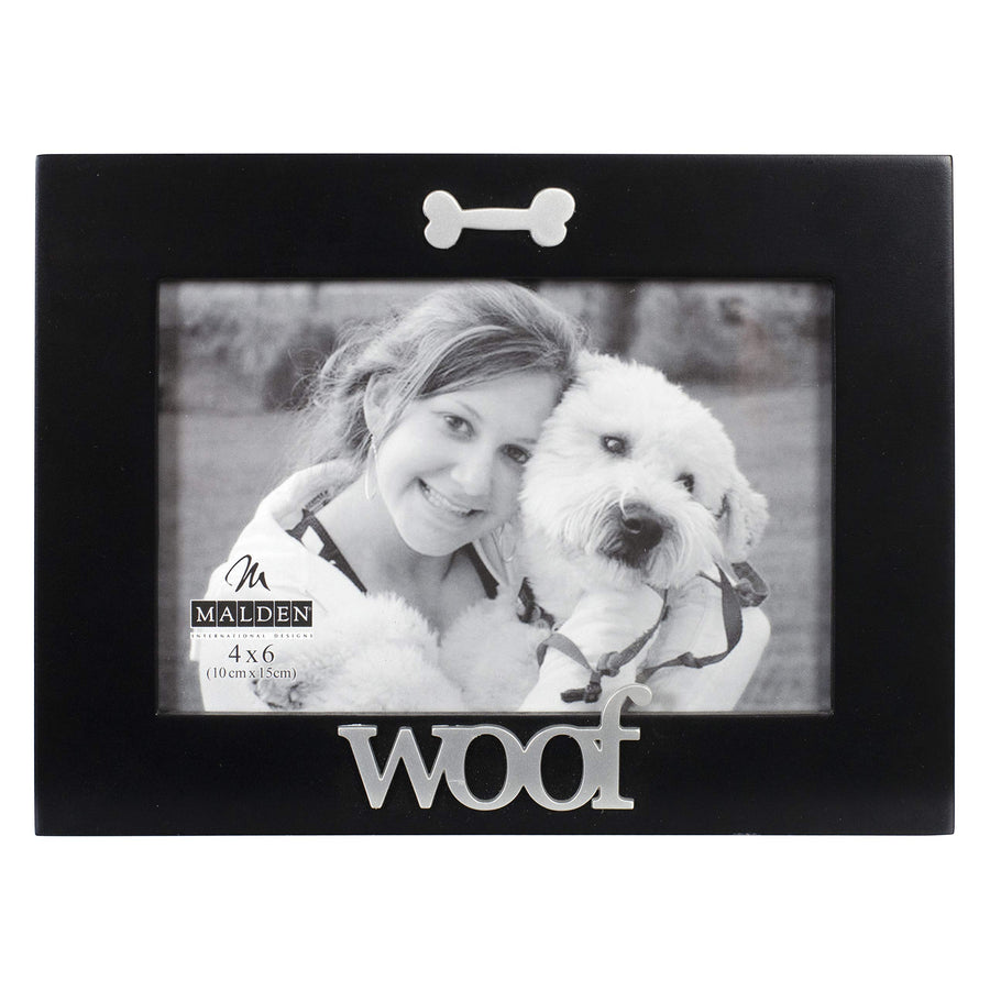 International Designs Black Wood Expression Picture Frame, Woof, 4x6, Black