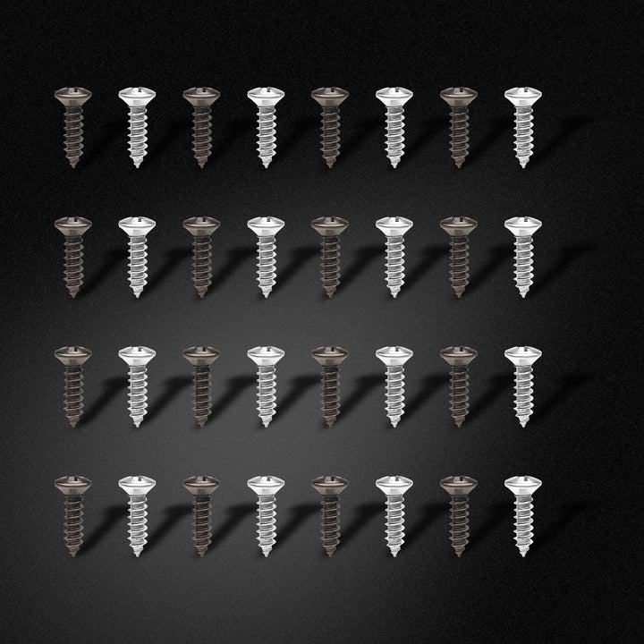 100 Pcs Guitar Pickguard Screws, Bass Pickguard Screw Set, Guitar Mounting Screws for Electric Guitar Electric Bass Guards (Light Black, Bright Silver)