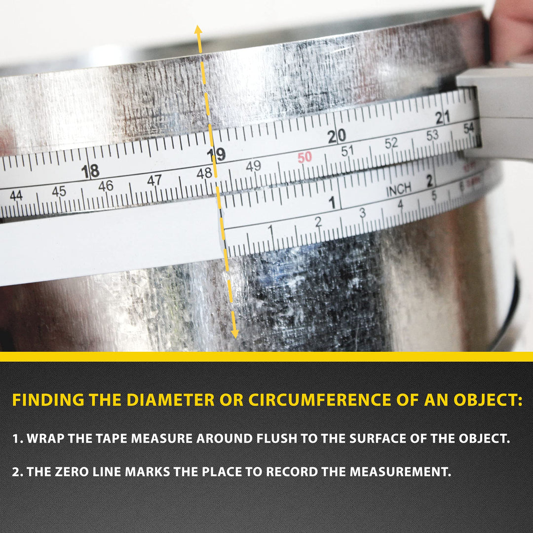 Perfect Pi Diameter Circumference Tape Measure - Imperial and Metric Tape Measure 1/2-inch by 12ft / 3.5m Use for Measuring Cylindrical Objects (Pipe Tape, Tree Tape) Model DCT120
