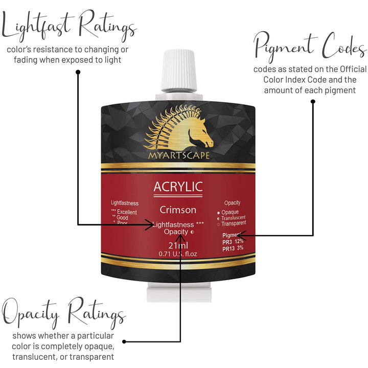 Acrylic Painting Tubes Set - 48 x 21ml - Lightfast - Heavy Body - Rich Pigments - Vibrant Colors - Professional Art Supplies - Artist Quality Paints