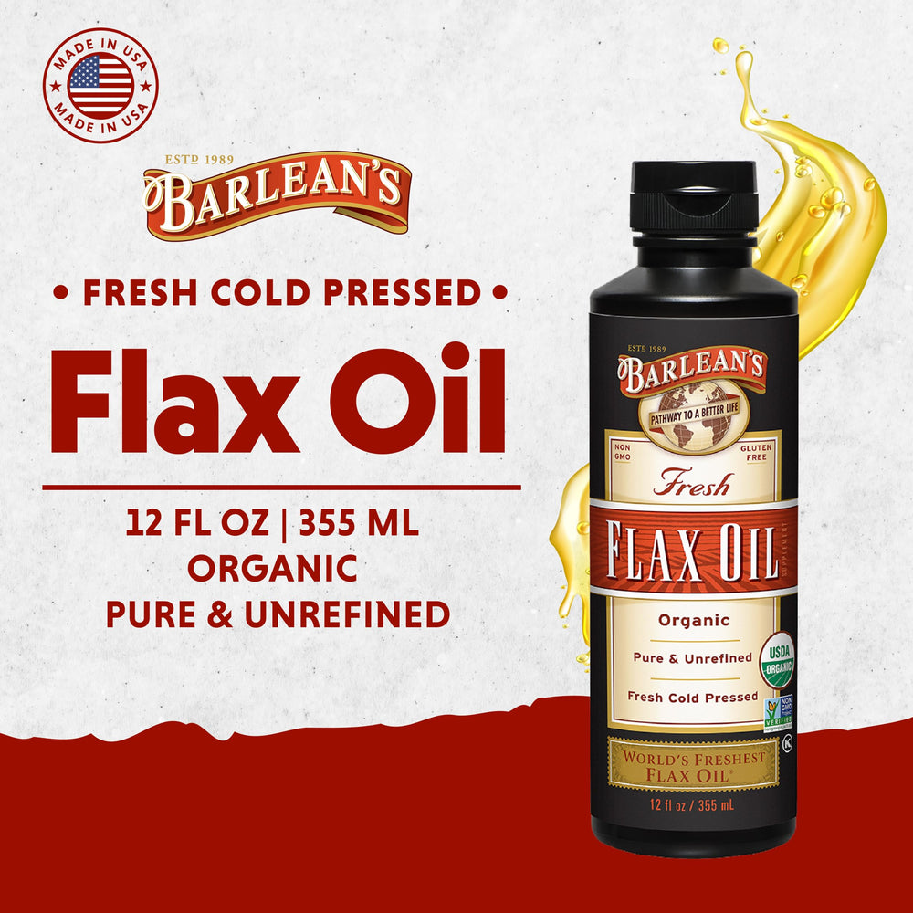 Organic Flaxseed Oil Liquid, Cold Press Flax Seeds, 7,640mg ALA Omega 3 Fatty Acid Supplement for Healthy Hair, Skin, and Eyes, Vegan & Gluten Free, 12 oz