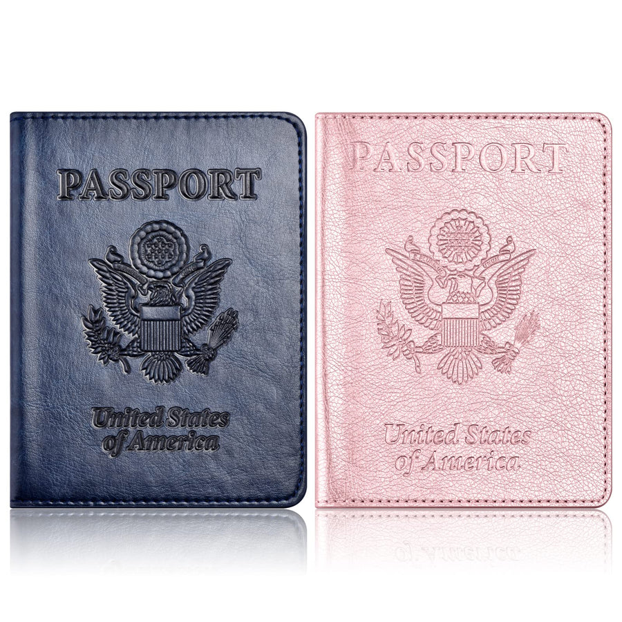 2Pack Passport Holder Wallet Cover Case, Travel Essentials for Women and Men