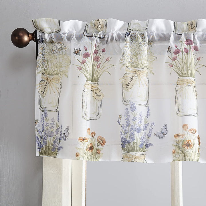 Eve&#39;s Garden Semi-Sheer Rod Pocket Kitchen Curtain Tier Pair, 54 x 38, White