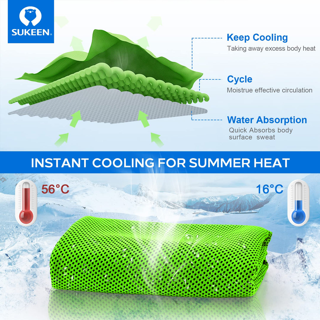 Cooling Towel Instant Evaporative Cooling,Snap Cooling Towel for Sports,Yoga,Golf,Gym,Neck,Workout and More(40”x 12”) (4pack-Green+dimgray+palegreen+Maroon)