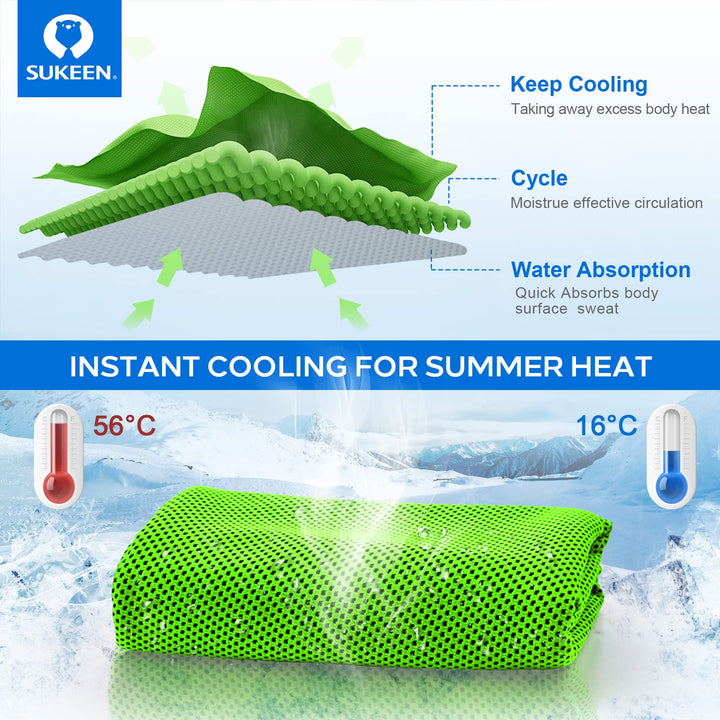 Cooling Towel Instant Evaporative Cooling,Snap Cooling Towel for Sports,Yoga,Golf,Gym,Neck,Workout and More(40”x 12”) (4pack-Green+dimgray+palegreen+Maroon)