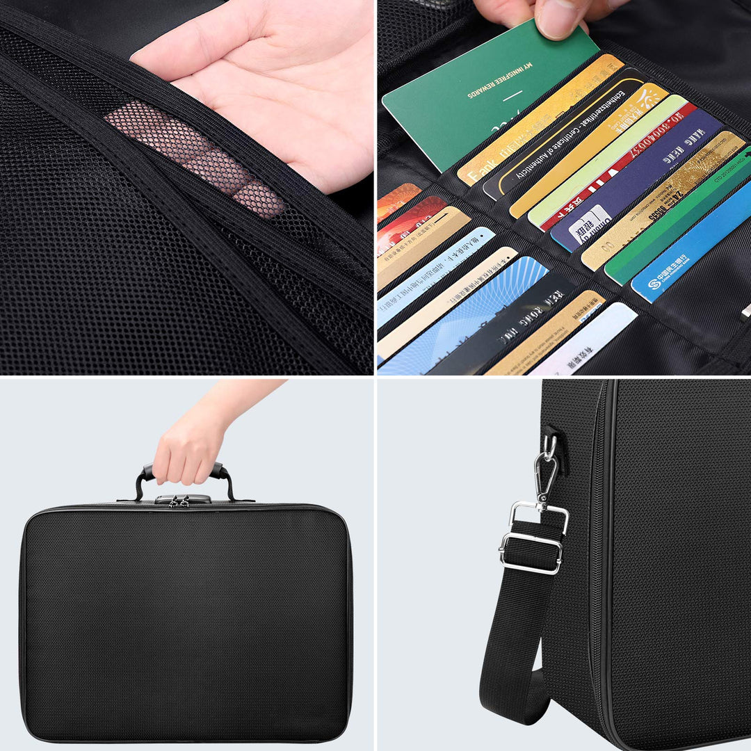 Document Bag with Lock, Comic Books Storage Box, Fireproof Document Storage Case, Large File organizer Bag, Portable Document Box, Multi-Layer Classification Storage file holder for office
