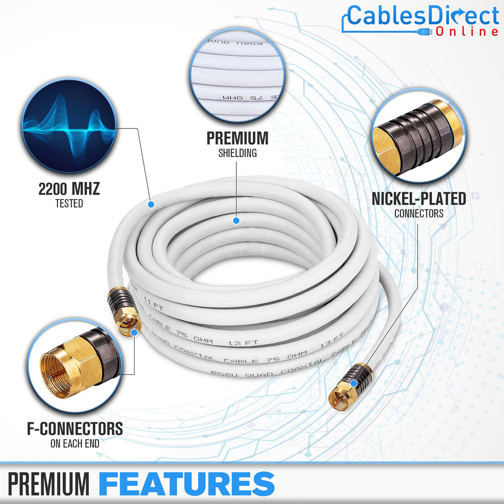 Cables Direct Online 3ft White Quad Shield RG6 Coaxial 