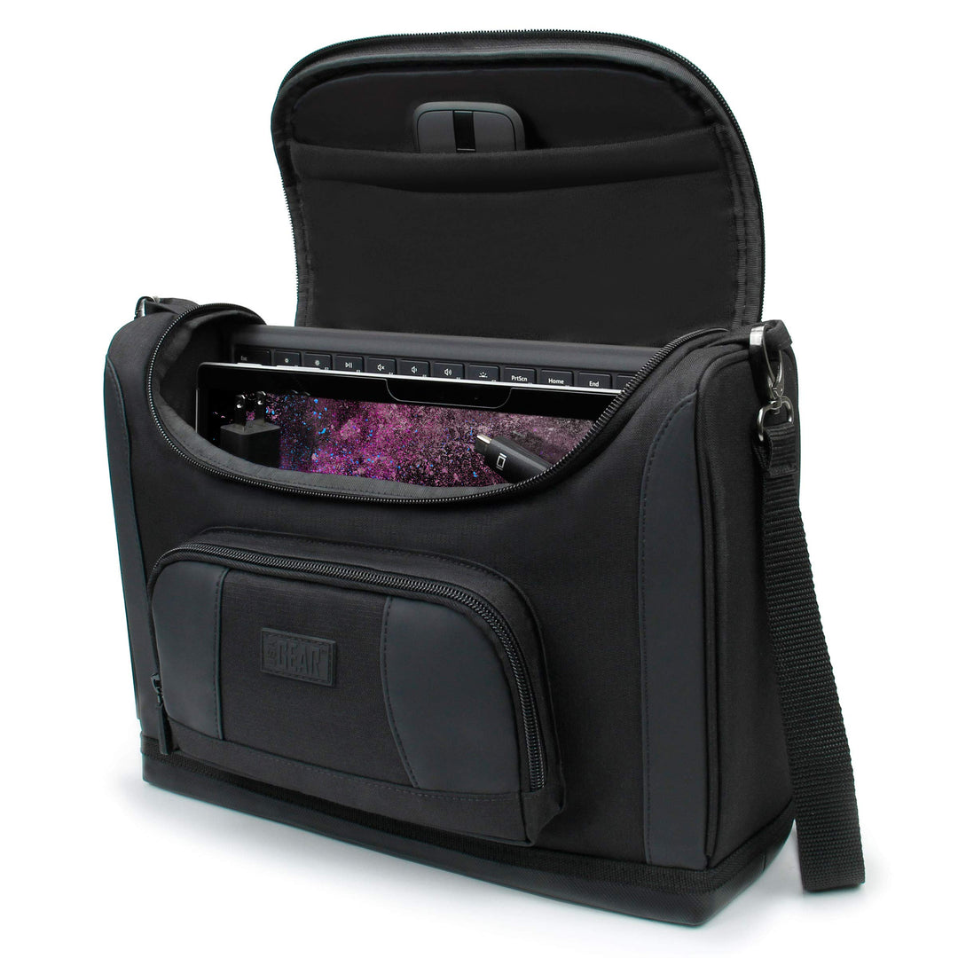 Small Messenger Bag Compatible with Microsoft Surface Pro 11th Gen, Surface Pro 10, Pro 9, Pro 8 - Shoulder Bag Travel Tablet Bag Fits Surface Accessories, Charger, Keyboard, Mouse (Black)