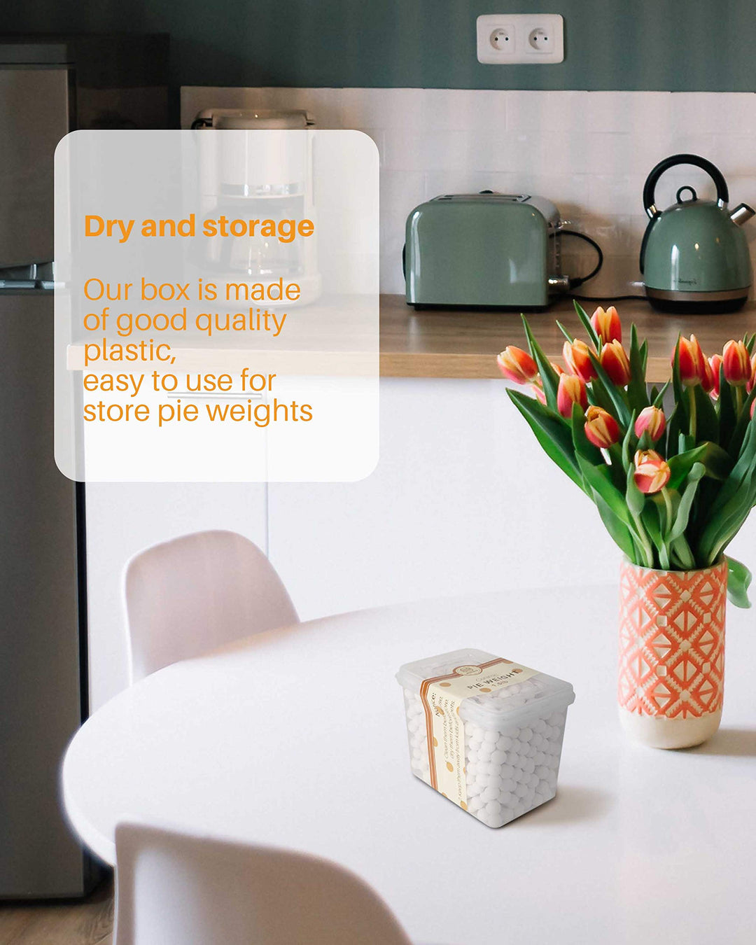 Pie Weights for Baking, 1.5LB Ceramic Pie Crust Weights, 10mm Reusable Baking Beans with A Storage Box