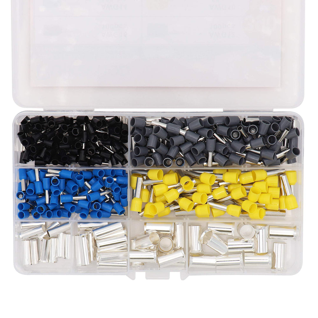 390pcs AWG (2 4 6 8 10 12 14 16) Wire Ferrules Kits Crimp Terminal Connector Sleeves