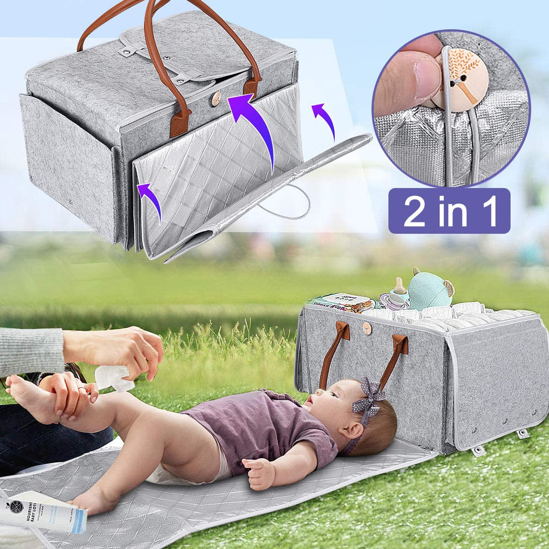 PAPERKIDDO Baby Diaper Caddy Organizer with Changing Ta