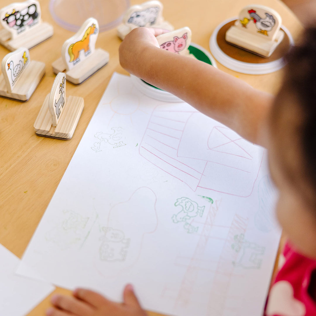 Melissa &amp; Doug My First Wooden Stamp Set - Farm Animals - Art Projects, With Washable Ink, Farm Themed Wooden Stamps For Kids Ages 4+
