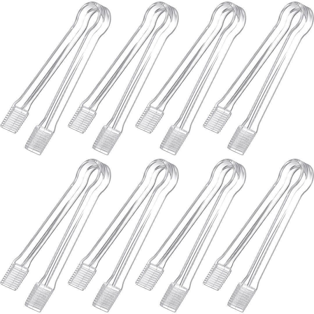 8 Pieces Plastic Tongs for Serving Food Clear Kitchen Tongs Mini Serving Utensil Tongs 6.3 Inch Small Tongs for Food Ice Salad Buffet Weddings Barbecue Party