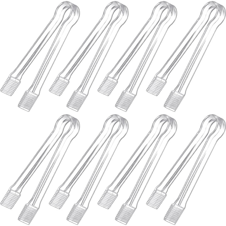 8 Pieces Plastic Tongs for Serving Food Clear Kitchen Tongs Mini Serving Utensil Tongs 6.3 Inch Small Tongs for Food Ice Salad Buffet Weddings Barbecue Party