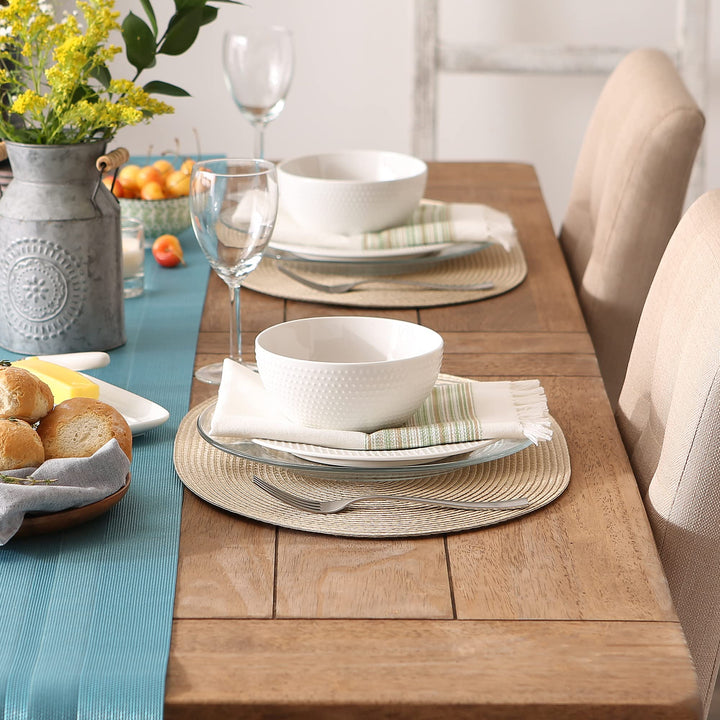 Classic Woven Tabletop Collection, Indoor/Outdoor Placemat Set, Oval, 12x18, Natural, 6 Piece