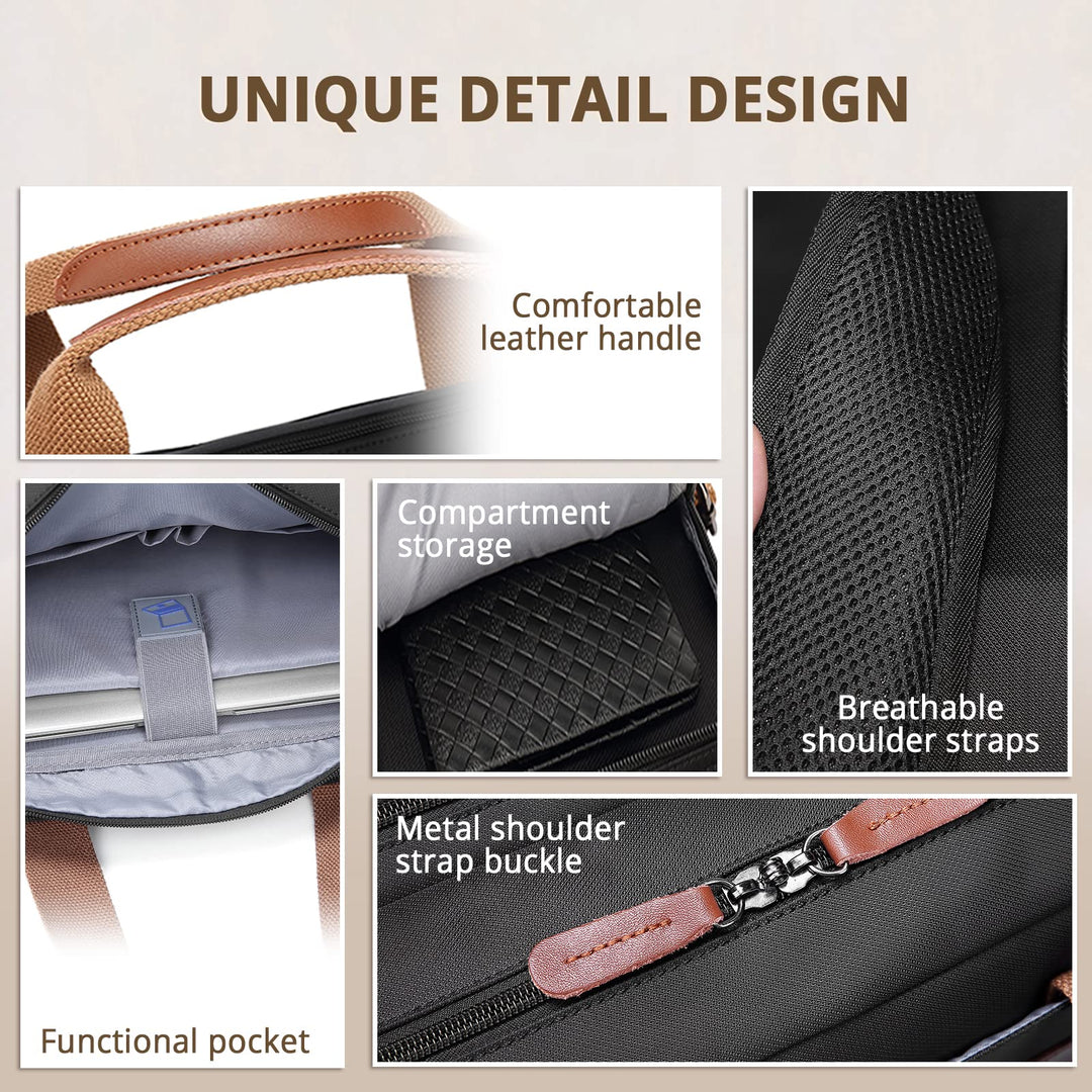 3 in 1 Laptop Bag for Men, 17.3 Inch Work Bags for Men, Laptop Backpack, Briefcases, Messenger Bag for Men, Computer Bags for Laptops for Men Women, Black