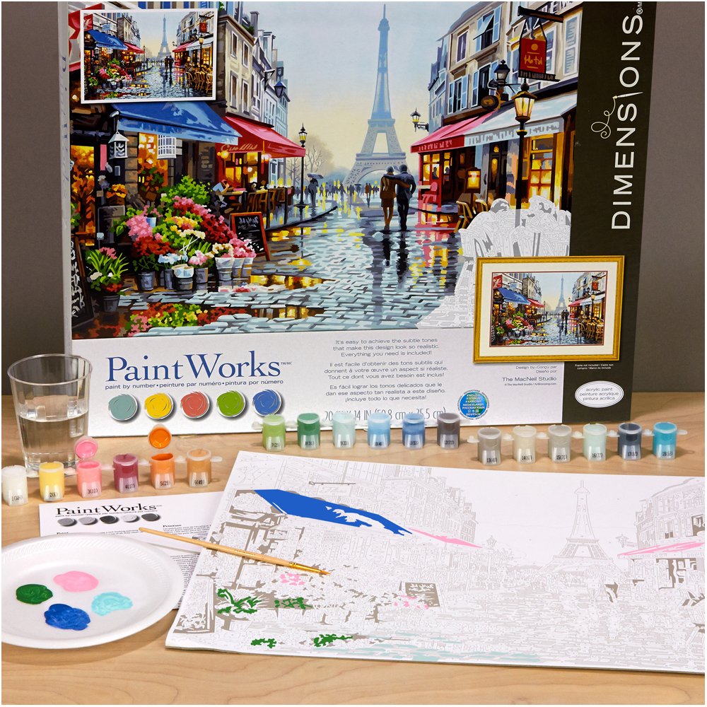 Paris Flower Shop Paint by Numbers for Adults, 20&#39;&#39; W x 14&#39;&#39; L, Multi