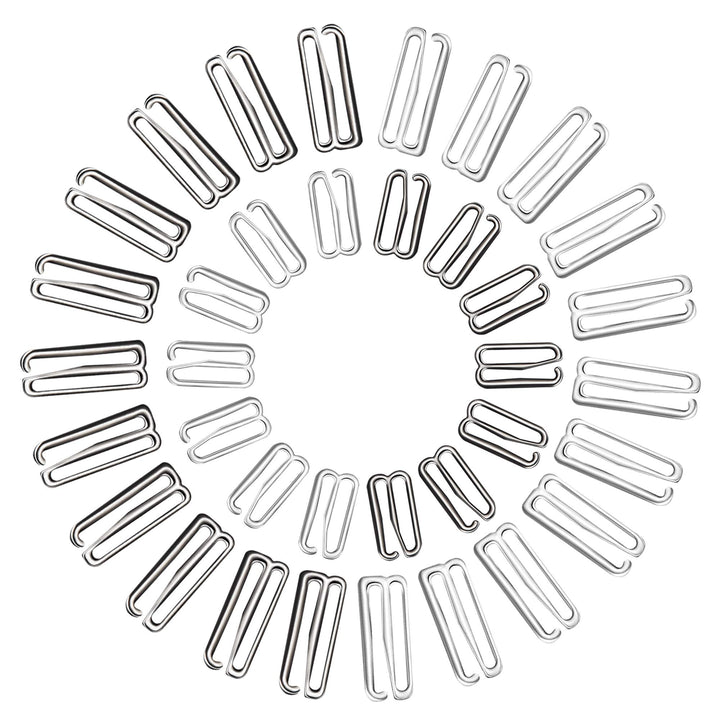 40 Pieces Swimsuit Bra Hooks Bra Strap Hook Replacement Bra Strap Slide Hook Metal for Swimsuit Tops and Lingerie, 2 Sizes (18 mm, 25 mm, Black, Silver)