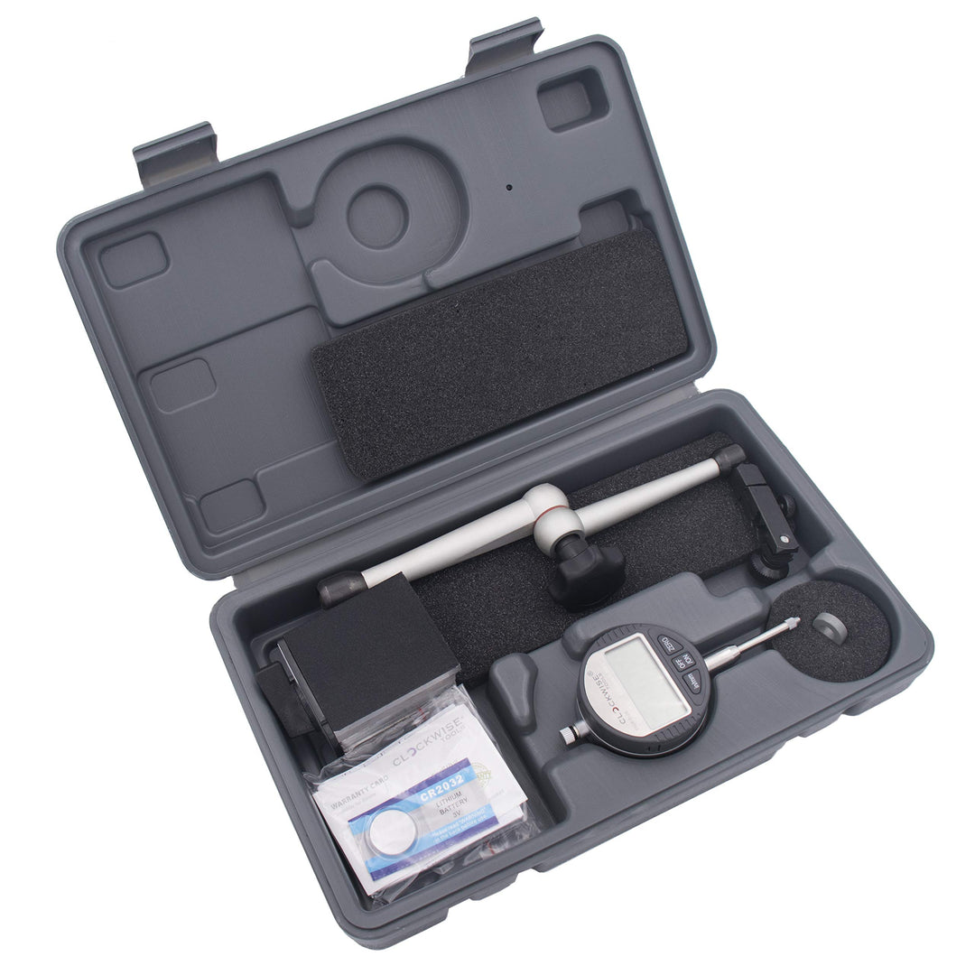 Digital Indicator with Magnetic Base Holder Stand, DIBR-0105 0-1 Inch/25.4mm, Inch/Metric Conversion, Auto Off