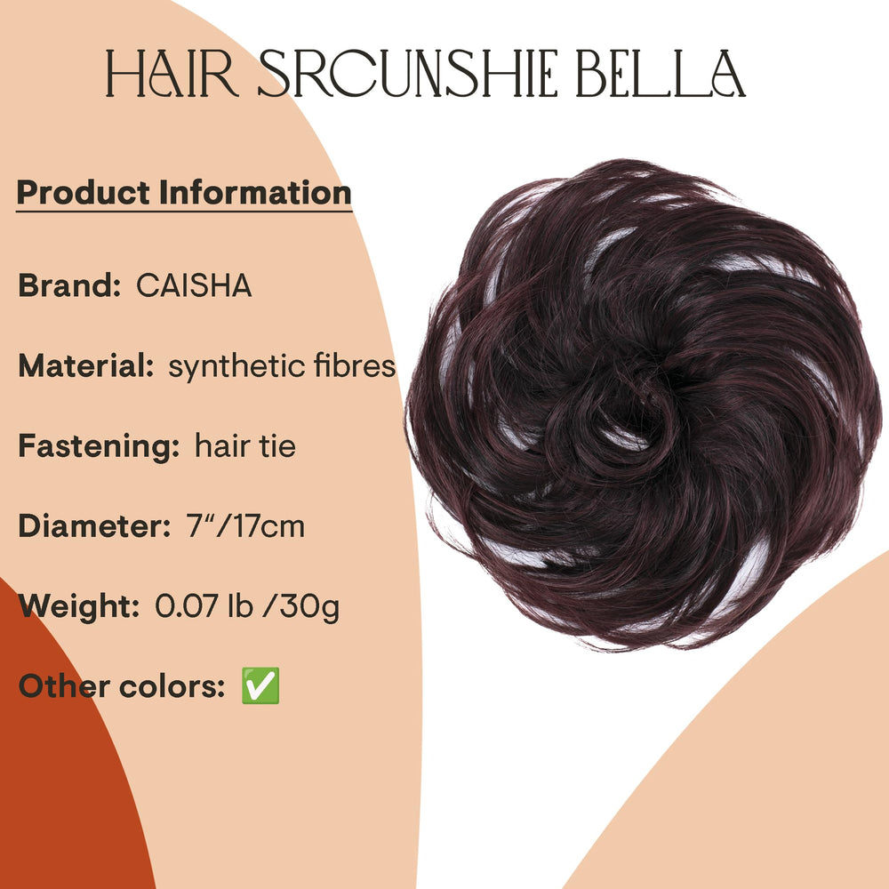 claret red mix 1T35 : PRETTYSHOP Scrunchie Bun Up Do Hair piece Hair Ribbon Ponytail Extensions Wavy Curly or Messy Various Colors(claret red mix 1T35)