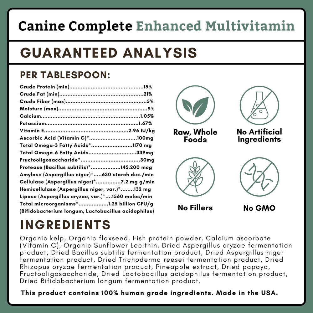 Canine Complete Dog Multivitamin - 4 Lb - Nutrient-Rich Multi-Vitamins and Supplements - Whole-Food Powder for Immune System, Skin, Coat & Overall Health
